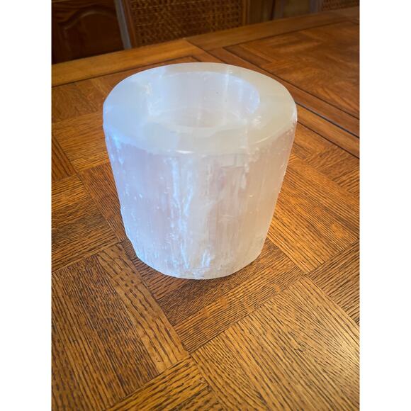 Z GALLERIE SELENITE RAW EDGE CANDLE HOLDER - Picture 1 of 5